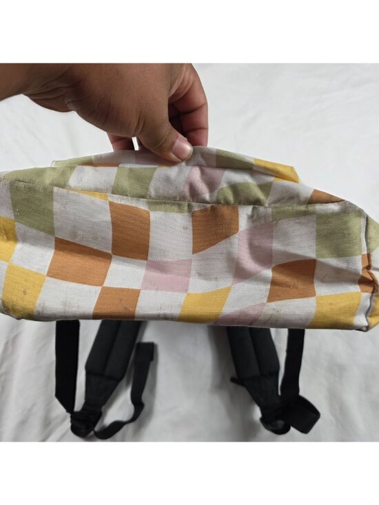 Vans Realm H20 Kids Backpack Yellow Checkered Pattern Lightweight Bag